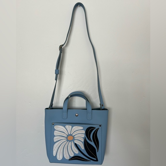 Portland Leather Limited Edition Wildflower Mini Crossbody Tote Glacial Blue - Picture 5 of 10